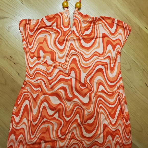 NWOT Retro Print Backless Halter BodyCon Dress Size 6 (Med) Y2K R… - Picture 5 of 11